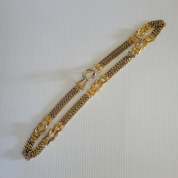 ❤️ 3 for $35 vintage gold toned metal double chain statement belt XS small Y2k - Picture 2 of 7